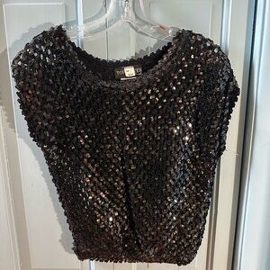 Topshop Shimmering Black Sequin Crop Top